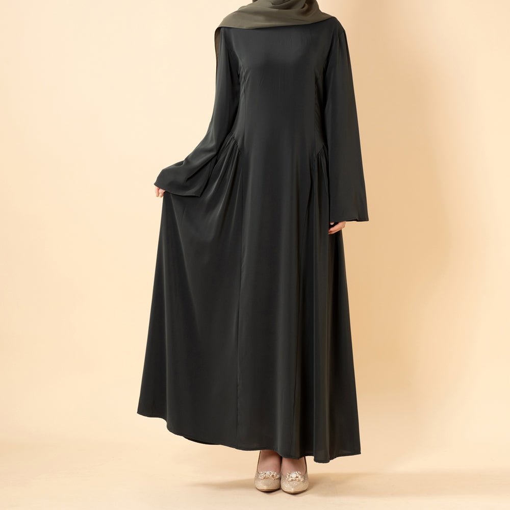 Nida Flared Maxi Dress with Pleated A-Line Skirt & Wide Bell Sleeves(MS435)