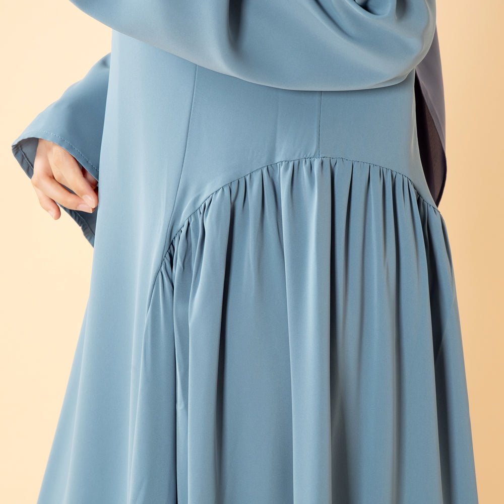 Nida Flared Maxi Dress with Pleated A-Line Skirt & Wide Bell Sleeves(MS435)