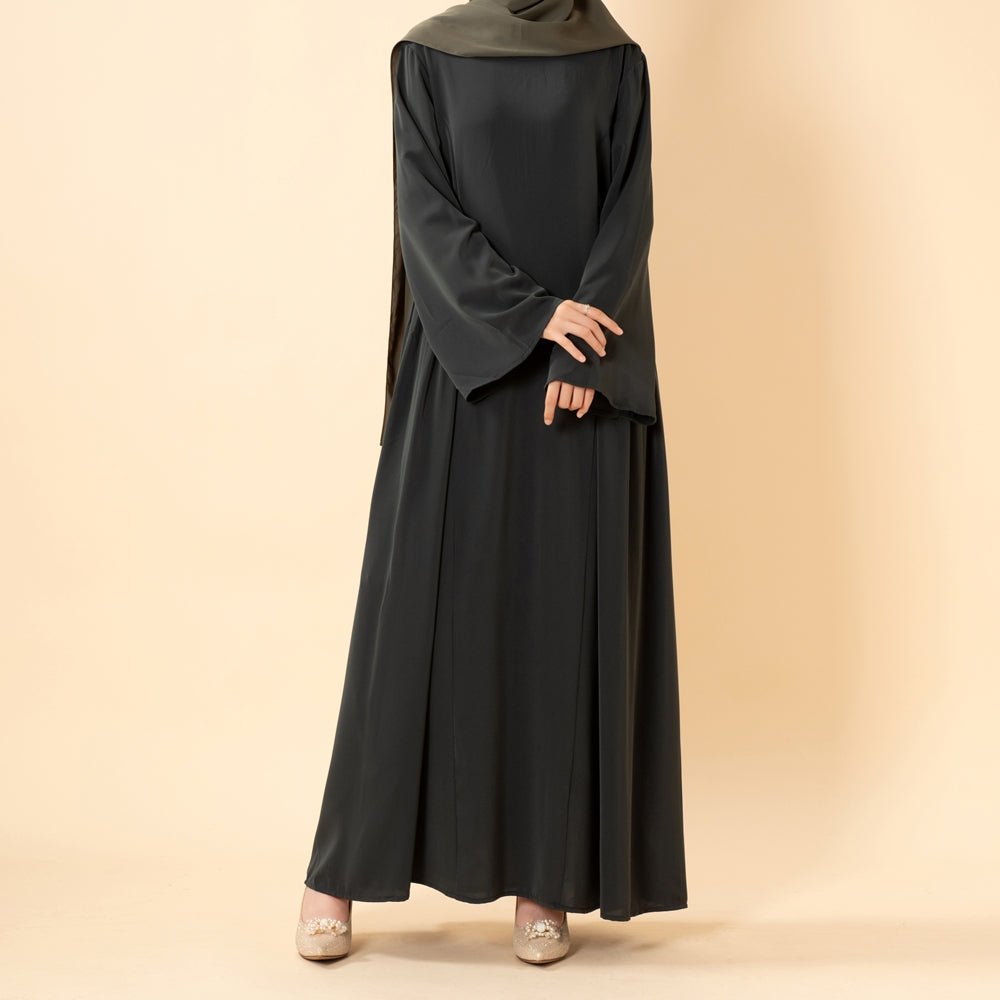 Nida Flared Maxi Dress with Pleated A-Line Skirt & Wide Bell Sleeves(MS435)