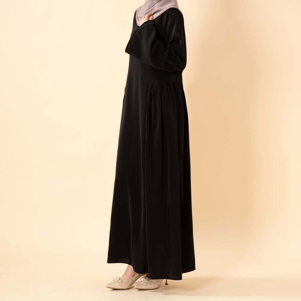Nida Flared Maxi Dress with Pleated A-Line Skirt & Wide Bell Sleeves(MS435)